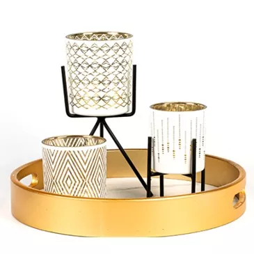 Pemegang lilin kaca pola mewah