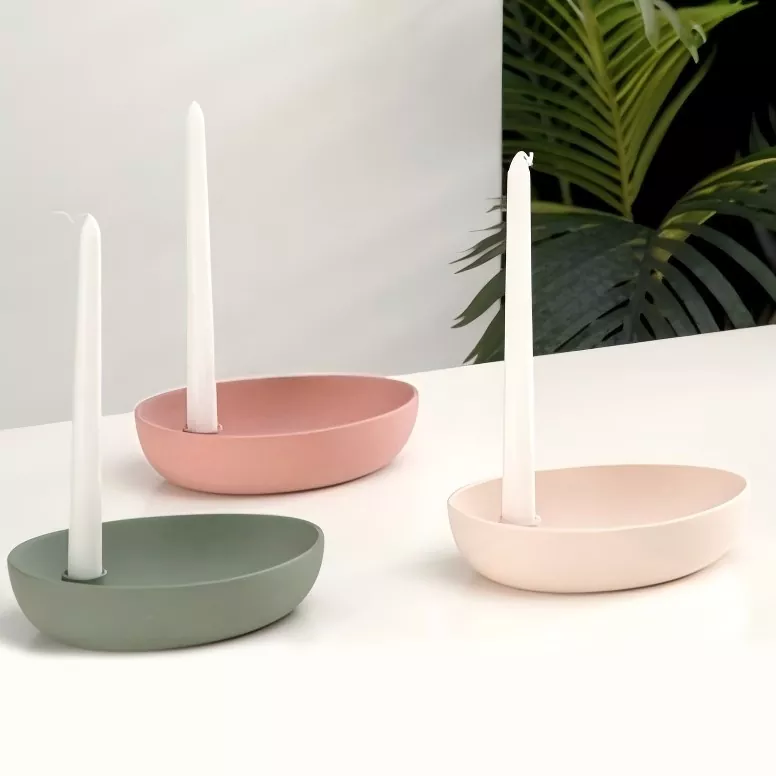 Tempat Lilin Keramik Oval Modern